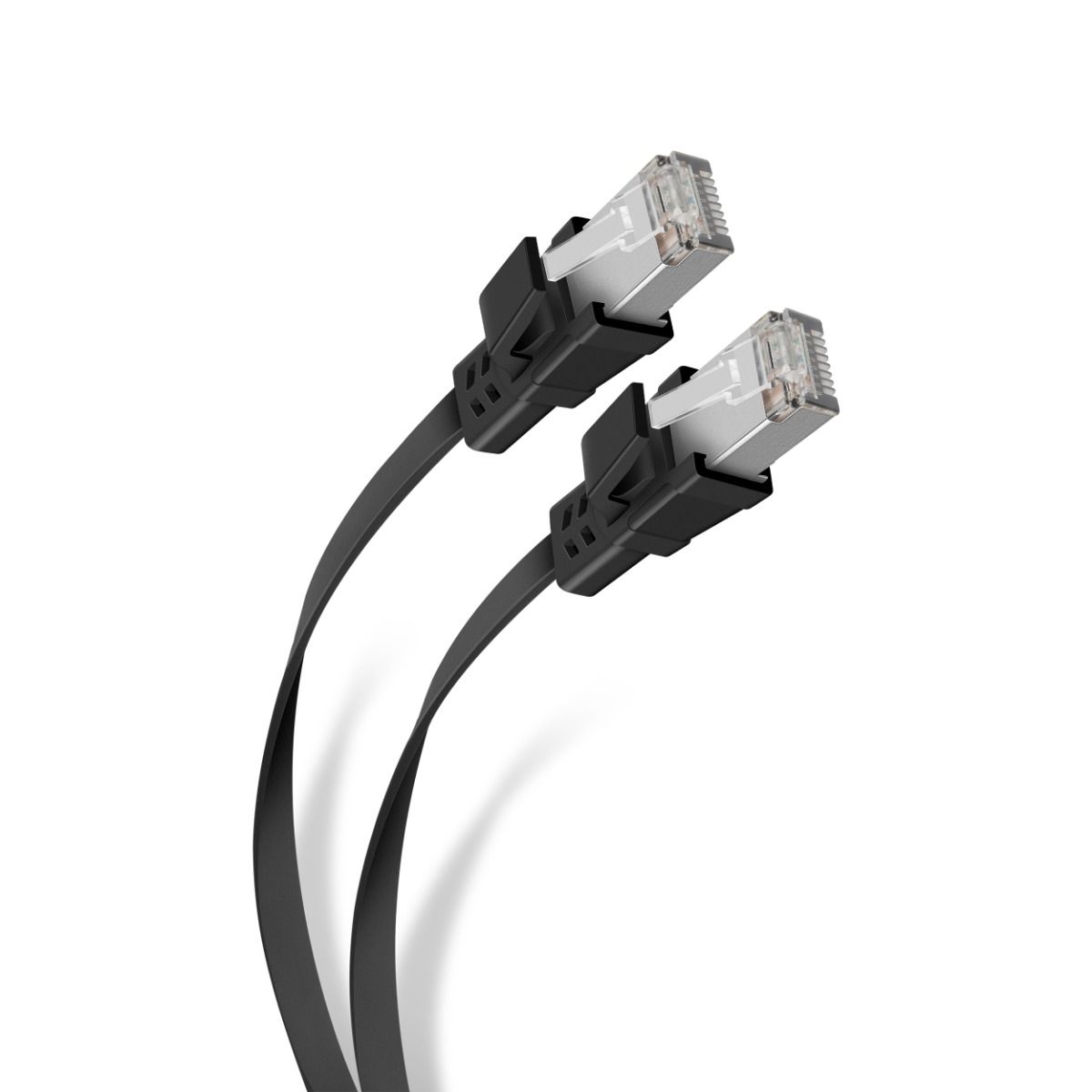 Cable Ethernet STP CAT 6A, de 2,1 m, plano, negro Stere