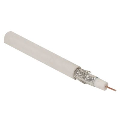 Cable coaxial RG6, 50% malla de aluminio sin estañar, blanco