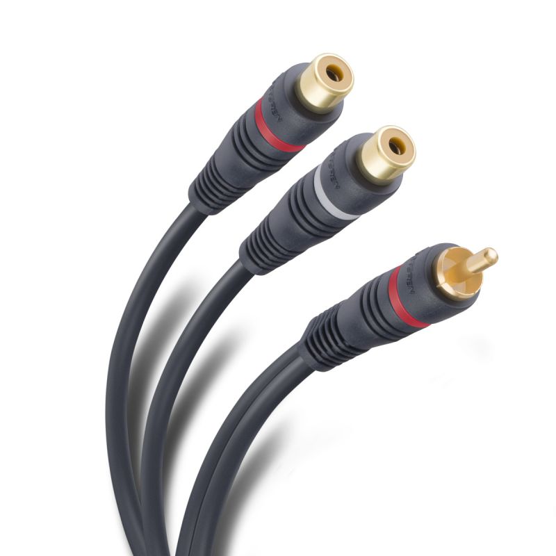 Cable Plug 3.5 mm a 2 Plug RCA de 15 cm - Ultradelgado y Alta Calidad -  255-037 - MaxiTec