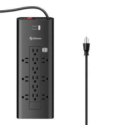 Multitoma de 12 salidas verticales/horizontales y doble cargador USB
