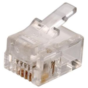 Plug telefónico modular RJ11 de 4 toma corrientes para cable plano