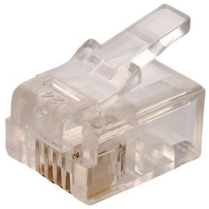 Plug telefónico modular RJ11 de 4 toma corrientes para cable redondo