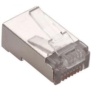 Plug blindado RJ45 de 8 toma corrientes FTP o STP CAT 5e, para cable redondo