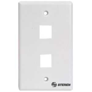 Placa para registro de 2 cavidades, para jack RJ45 CAT 5e y 6, tipo Keystone