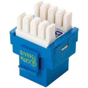 Jack RJ45 de 8 toma corrientes a 180° CAT 5e, tipo Keystone, azul