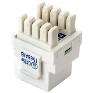 Jack RJ45 de 8 toma corrientes a 180° CAT 5e, tipo Keystone, blanco