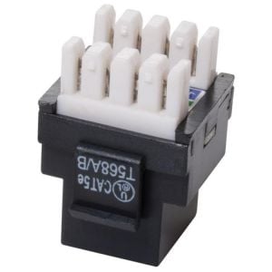 Jack RJ45 de 8 toma corrientes a 180° CAT 5e, tipo Keystone, negro