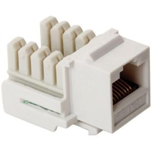 Jack RJ45 de 8 toma corrientes a 90° CAT 5e, tipo Keystone, blanco