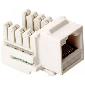 Jack RJ45 de 8 toma corrientes a 90° CAT 6, tipo Keystone, blanco