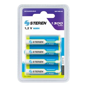 Paquete de 4 baterias recargables "AA" NiMH 1300 mAh