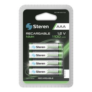 Paquete de 4 baterias recargables de alta capacidad "AAA" NiMH 1100 mAh