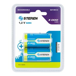 Paquete de 2 baterias recargables "C" NiMH 3000 mAh