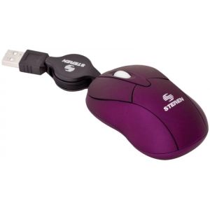Mini mouse óptico USB, con cable retráctil, color morado