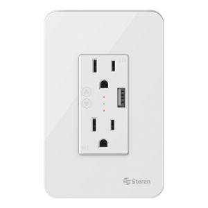 Doble Toma corriente Wi-Fi y cargador USB, con placa para pared