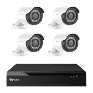 Sistema de seguridad CCTV con DVR pentahíbrido de 8 canales, 4 cámaras, disco duro y monitoreo por Internet