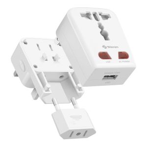 Adaptador universal de toma corrientes para viaje con cargador USB