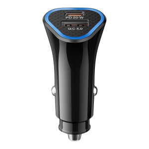 Cargador USB y USB C de 38 W con Turbo Charge QC y Power Delivery, para auto