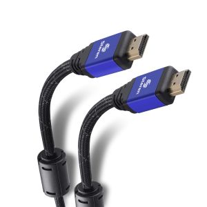 Cable HDMI* 4K con filtros de ferrita y cable tipo cordón, de 15 m color azul