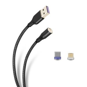 Cable magnético 2 en 1, USB a micro USB y USB C, de 1 m, tipo cordón