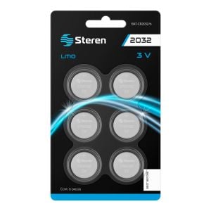 6 pilas de litio tipo botón "CR2032"