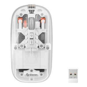 Mouse Bluetooth*/ RF, multidispositivo con batería recargable 800 / 1200 / 1600 DPI, transparente color blanco