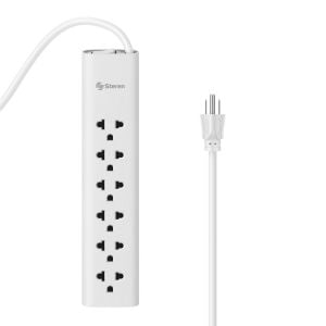 Regleta de 6 salidas verticales (americanas/europeas), blanco
