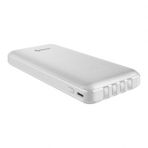 Power Bank de 10,000 mAh PD 20 W / QC 18 W con 1 salida USB C, 1 salida USB y cables integrados USB C / Lightning / micro USB / USB, color blanco