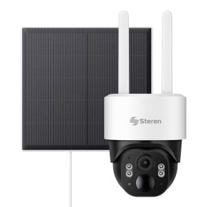 Cámara de seguridad 4G 4 Mpx robotizada con panel solar, para exterior, compatible con asistentes de voz